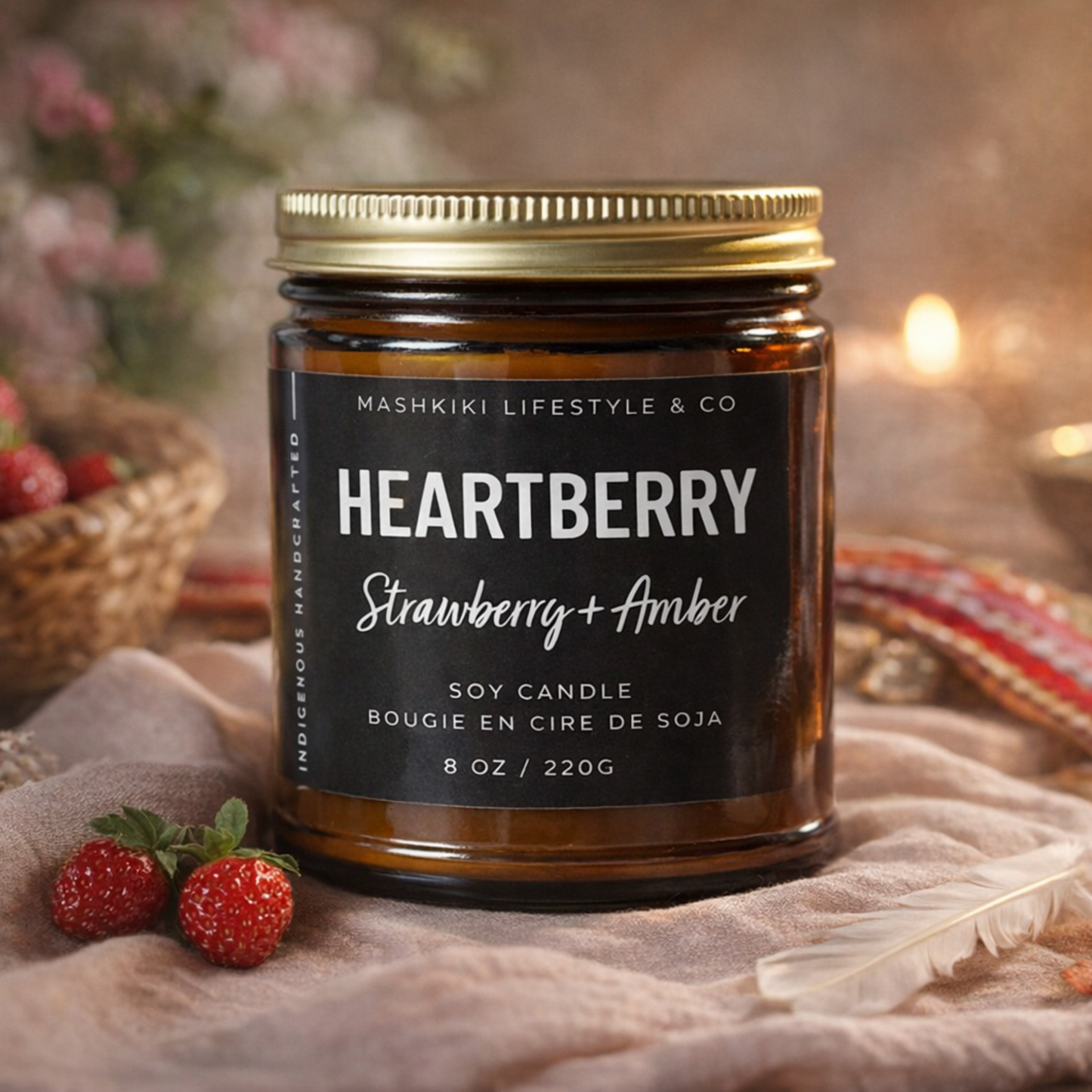 Heart Berry | Strawberry + Amber - Soy Candle