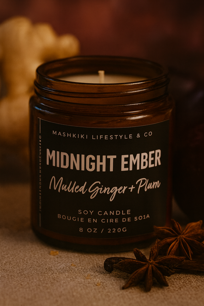 Midnight Ember | Mulled Ginger + Plum - Soy Candle