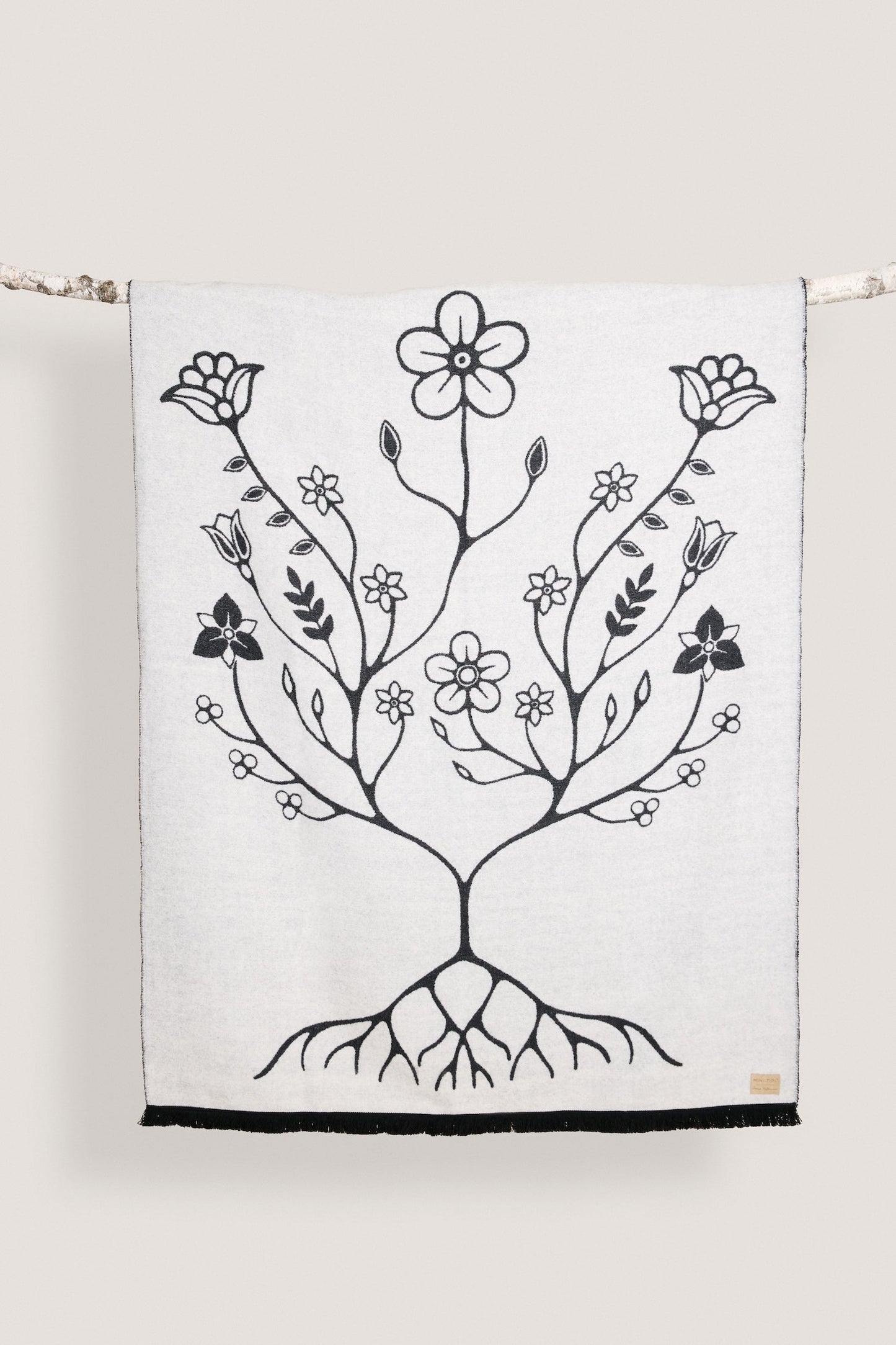 Black and White Woodland Indigenous Blanket